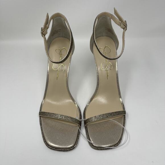 Jessica Simpson Ostey Heeled Sandals Womens Size 9.5 Champagne Rhinestone NEW - Picture 5 of 15